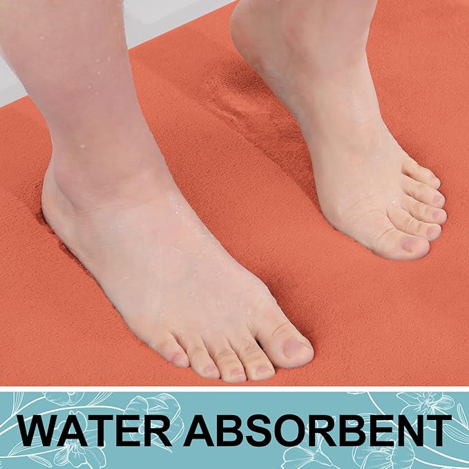 Smiry Memory Foam Bath Mat 36x24, Extra Soft and Absorbent Bathroom Mats, Non Slip Washable Carpet for Floor, Shower and Tub, Coral