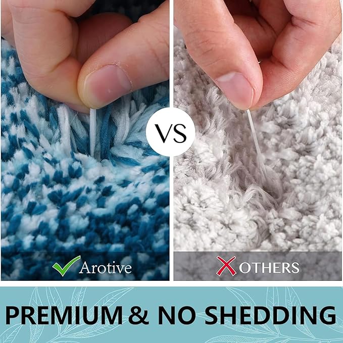 Arotive Microfiber Bathroom Rugs, Shaggy Soft and Absorbent Bath Rug, Non-Slip, Thick Plush Machine Washable Dry Bath Mats for Bathroom, Tub and Shower, 44x32, Peacock Blue, Rectangular