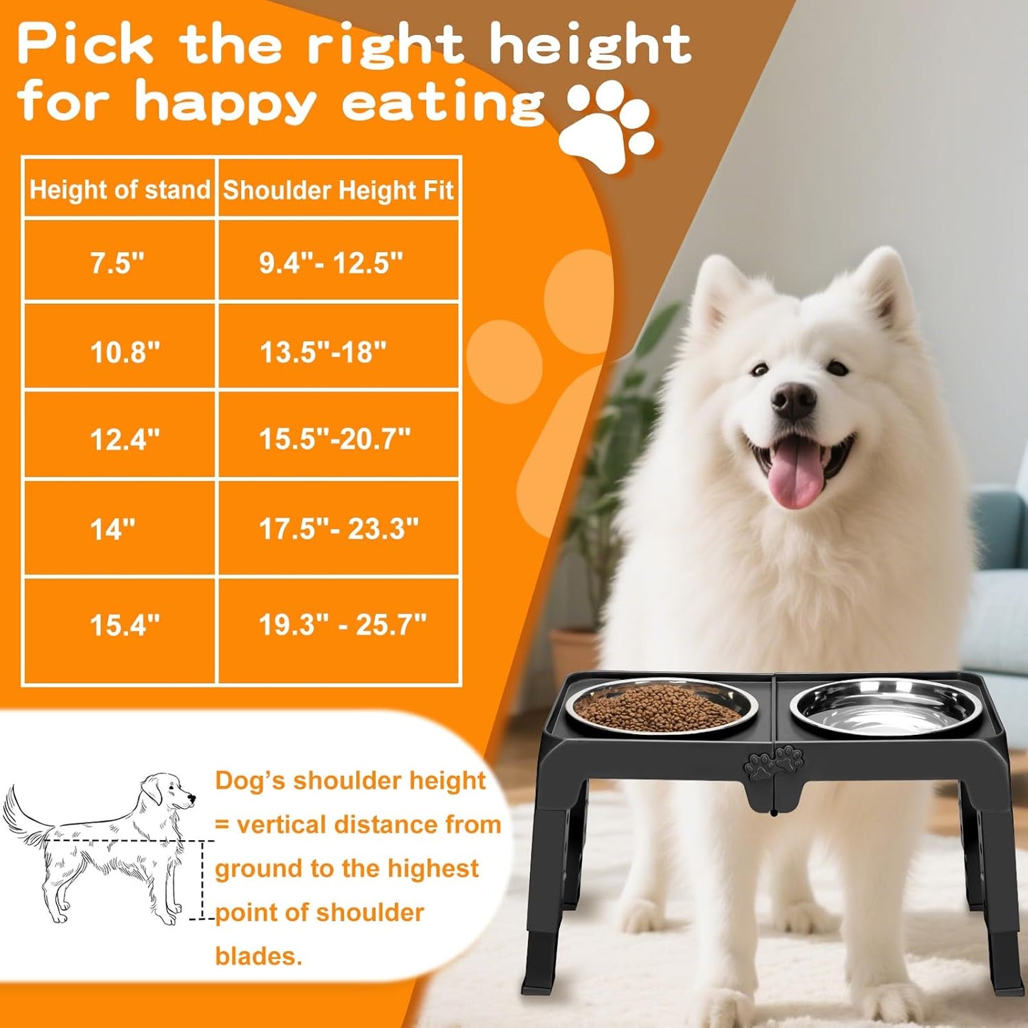 Elevated Dog Bowl Stand – Adjustable Height & Non-Slip Design