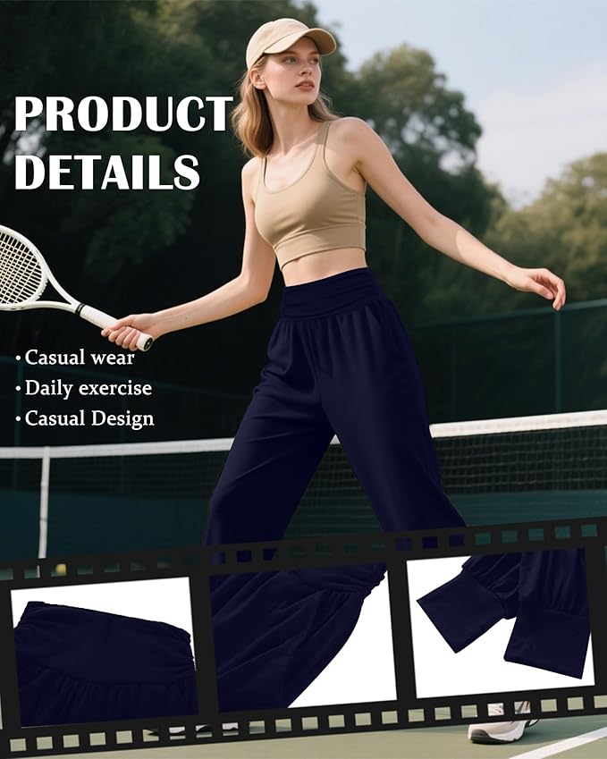 2 Pack Women's Yoga Joggers, Cozy Sweatpants with Pockets Casual Loose Comfy High Waisted Lounge Pants