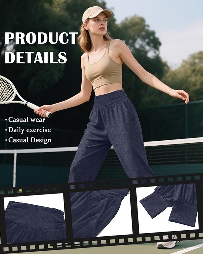 2 Pack Women's Yoga Joggers, Cozy Sweatpants with Pockets Casual Loose Comfy High Waisted Lounge Pants