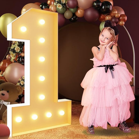 imprsv 4FT Marquee Numbers, Light Up Numbers for 1st 21st Birthday Decorations, light up letters Anniversary Party Decor, Mosaic Numbers for Balloons Number 1, Pre-Cut Foam Board Kit