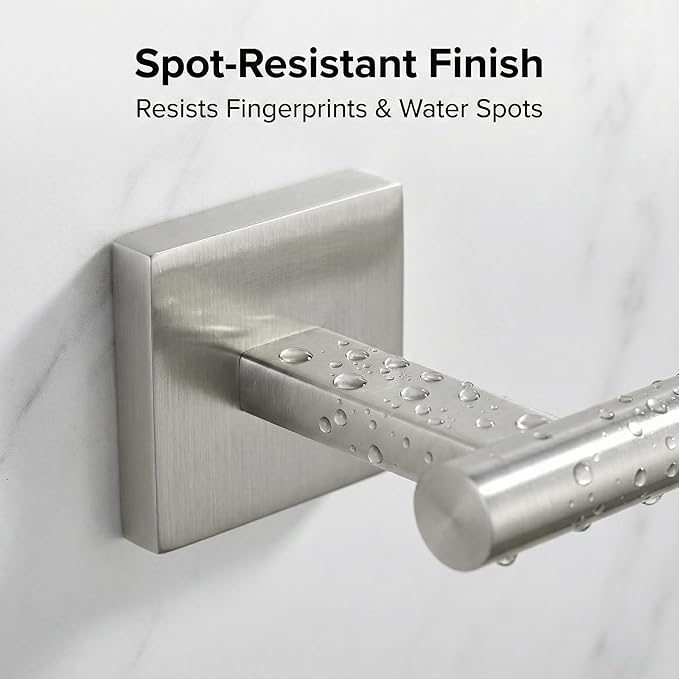 16" Brushed Nickel Bathroom Hardware Set 5-Piece, Fingerprint-Free SUS304 Stainless Steel Towel Bar for Small Bath & RV, Modern Square Bath Accessories Kit (Brushed Nickel)