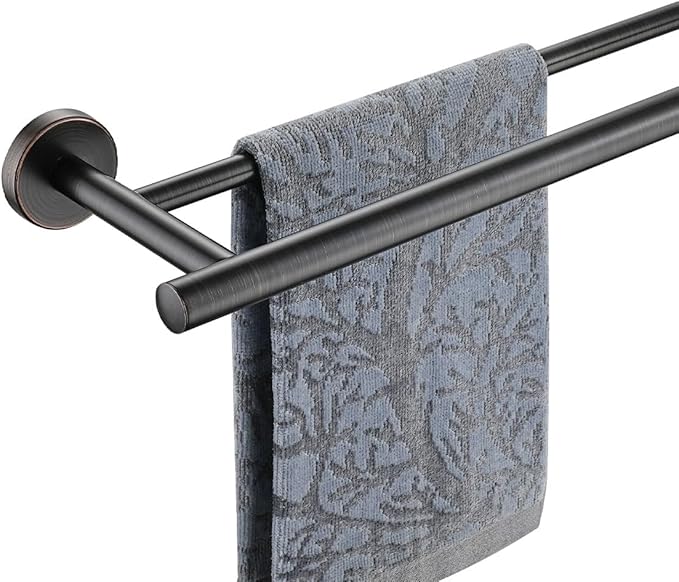 JQK Double Bath Towel Bar, Oil Rubbed Bronze 39 Inch 304 Stainless Steel Thicken 1mm Towel Rack for Bathroom, Towel Holder Wall Mount, Useable Length 36 Inch TB100L36-ORB