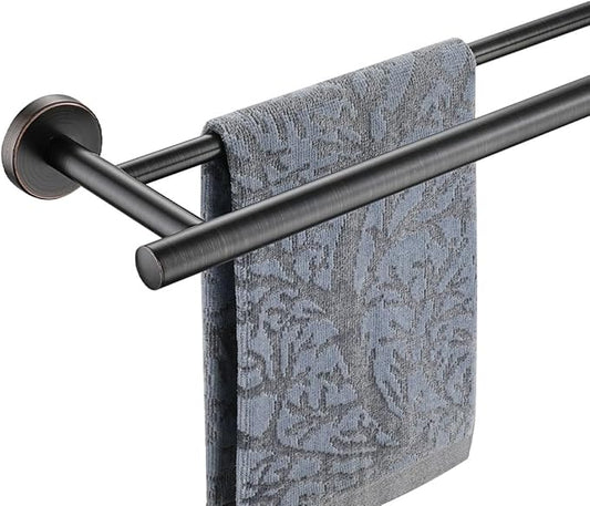 JQK Double Bath Towel Bar, Oil Rubbed Bronze 39 Inch 304 Stainless Steel Thicken 1mm Towel Rack for Bathroom, Towel Holder Wall Mount, Useable Length 36 Inch TB100L36-ORB
