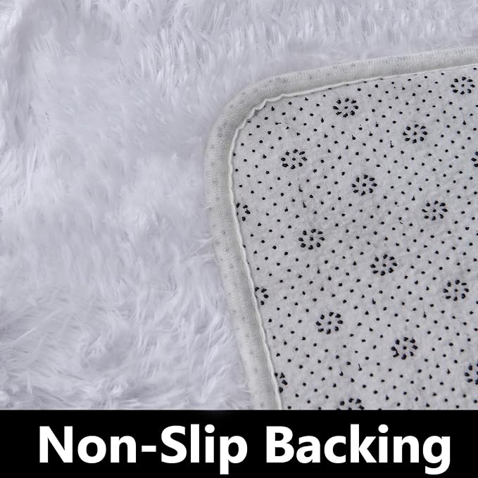 TABAYON Shag Area Rug, 4'x6' White Indoor Ultra Soft Plush Rugs for Living Room, Non-Skid Modern Nursery Faux Fur Rugs for Kids Room Home Decor
