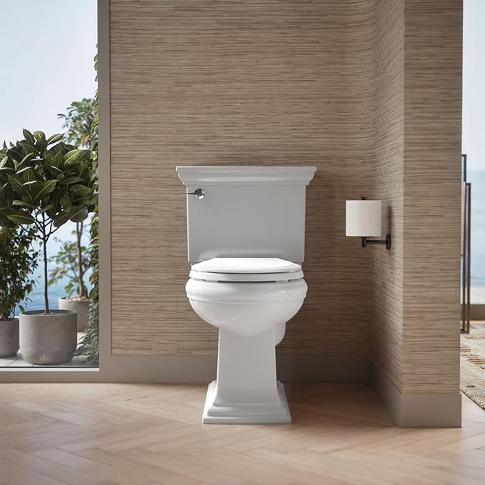 KOHLER K-35585 Cachet Recycled Plastic, Readylatch, Quiet-Close, Soft Close Round Toilet Seat