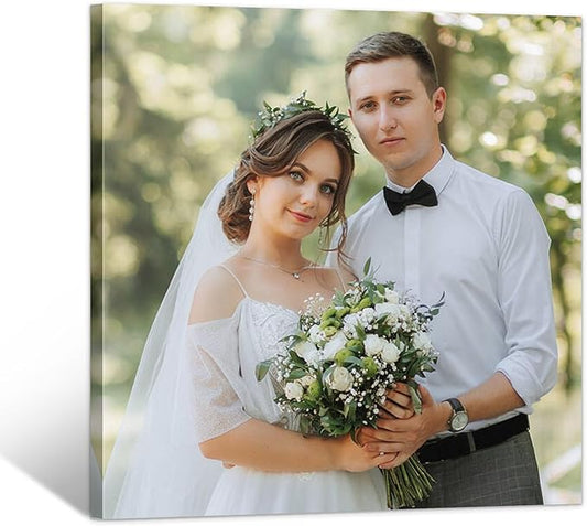 WayToLight Custom Canvas Prints with Your Photos, Canvas Wall Art for Friends, Couples and Weddings, Ideal for Bedroom, Office Decor (16" X 16")