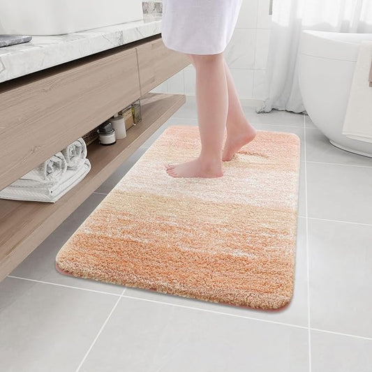Arotive Microfiber Bathroom Rugs, Shaggy Soft and Absorbent Bath Rug, Non-Slip, Thick Plush Machine Washable Dry Bath Mats for Bathroom, Tub and Shower, 36x24, Peach, Rectangular