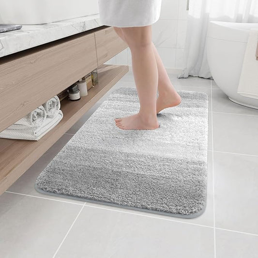 Arotive Microfiber Bathroom Rugs, Shaggy Soft and Absorbent Bath Rug, Non-Slip, Thick Plush Machine Washable Dry Bath Mats for Bathroom, Tub and Shower, 36x24, Light Grey, Rectangular