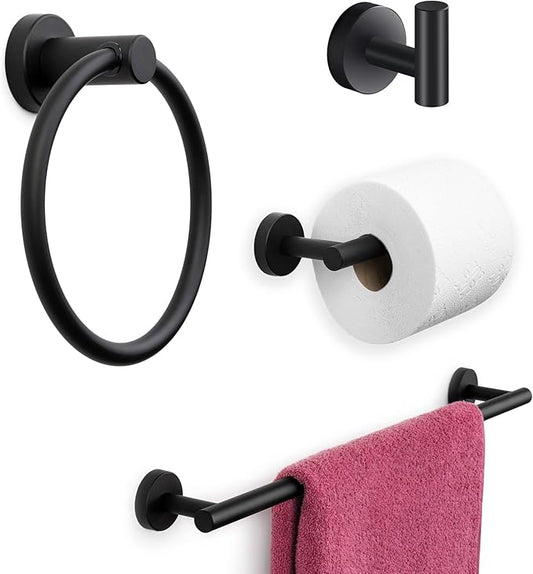 Matte Black Bathroom Hardware Set (4-Piece)