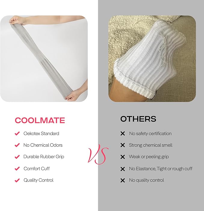 CoolMate Pilates Socks with Grips for Women, Yoga Socks, Crew Non Slip Women for Barre, Pilates Gifts