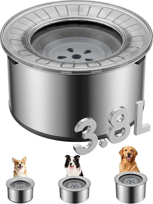 Stainless Steel No-Spill Water Bowl for Dogs & Cats