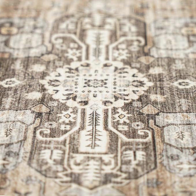 RUUGME Beige 2x4 Runner Rug - Soft Ultra Thin Easy to Clean Runner for Housewife Aged 35-44 - Perfect for Entryway/Hallway/Kitchen/Balcony Vintage Boho Rug 2x4 Beige