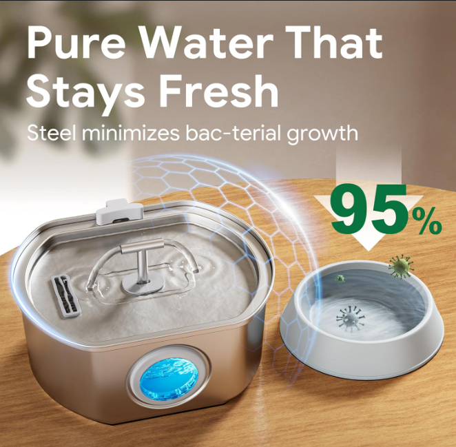 Stainless Steel Pet Water Fountain for Cats & Small Dogs
