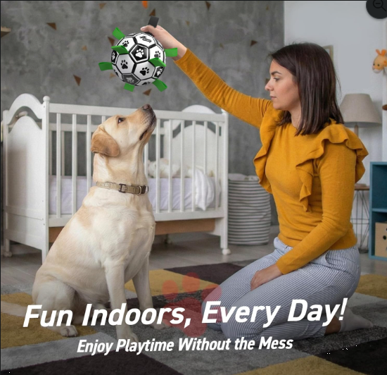 Interactive Dog Soccer Ball Toy with Straps