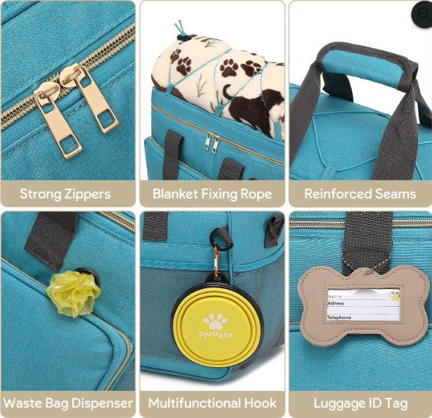 Pet Travel Bag Set with Collapsible Bowls