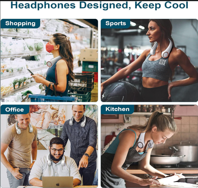 Portable Neck Fan Rechargeable Hands-Free Cooling Fan for Travel & Outdoor Use