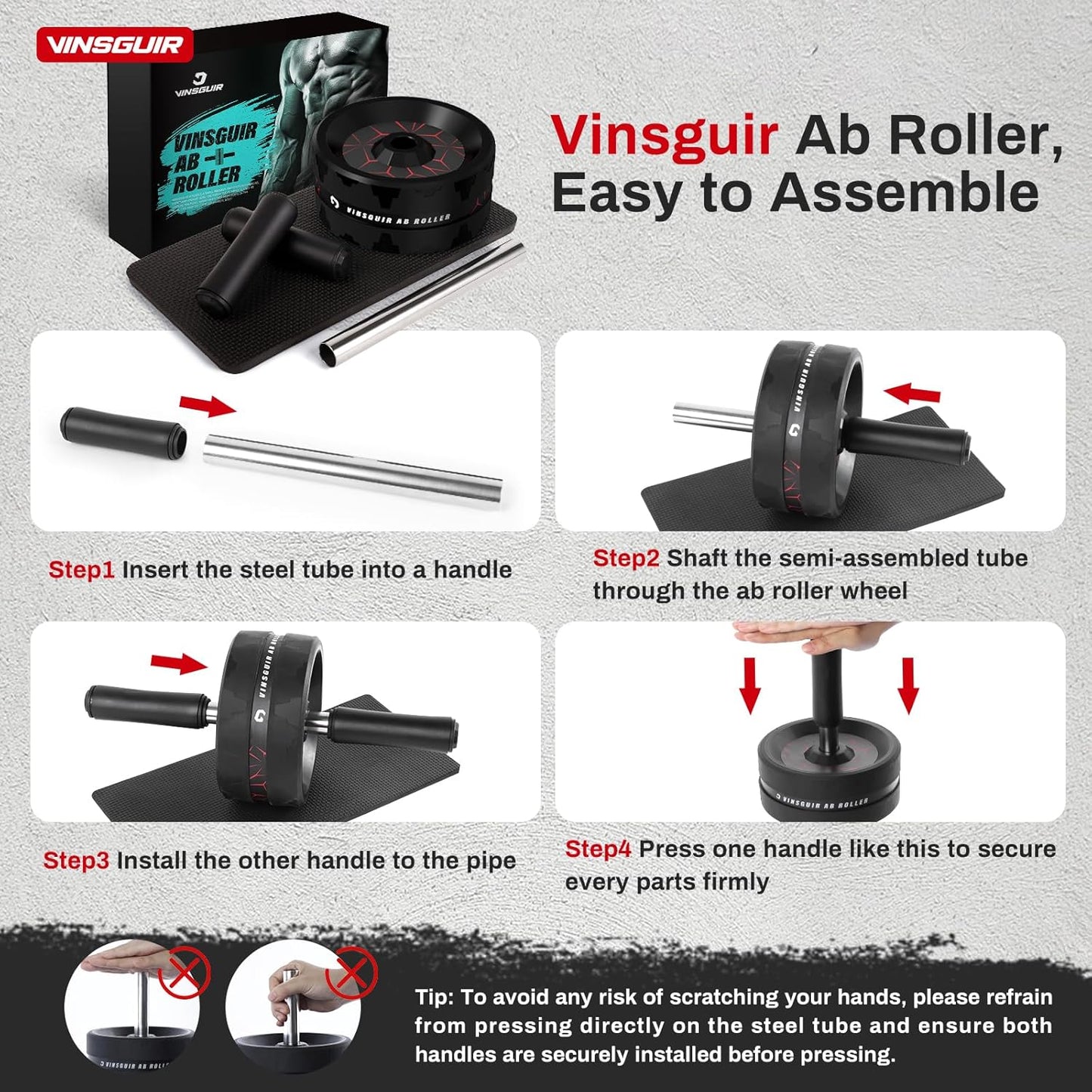 Ab Roller Wheel for Core Strength Training & Home Workout