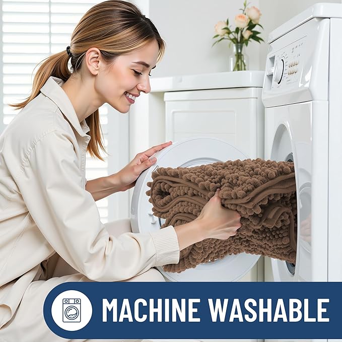 Smiry Bathroom Rugs Mat 30x20, Extra Soft Absorbent Chenille Bath Rugs, Non Slip Rubber Backing Machine Washable Quick Dry Bath Mats for Bathroom Floor, Tub, Shower, Home Decor Accessories, Mocha