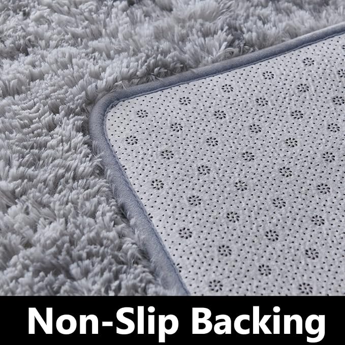 TABAYON Luxury 6x9 Modern Indoor Home Living Room Area Rugs, Anti-Skid Soft Fluffy Shag Fur Bedroom Rugs for Home Decor Tie-Dyed Light Grey