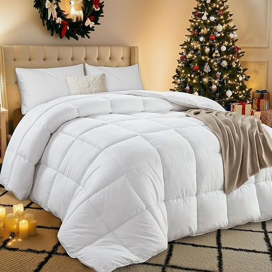 Utopia Bedding Comforter Duvet Insert, Quilted Comforter with Corner Tabs, Box Stitched Down Alternative Comforters Twin Size (White)