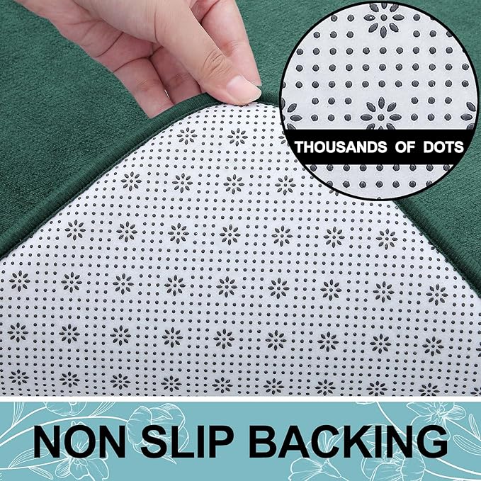 Smiry Memory Foam Bath Mat 47x17, Extra Soft and Absorbent Bathroom Mats, Non Slip Washable Carpet for Floor, Shower and Tub, Green