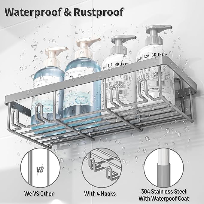 5 Pack Shower Caddy Organizer – Adhesive Bathroom Storage Shelves