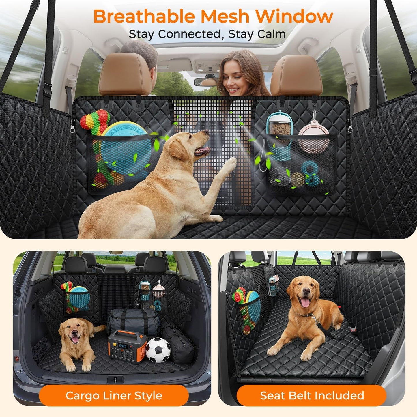 Dog Back Seat Extender – Hard Bottom Car Seat Bridge for Dogs