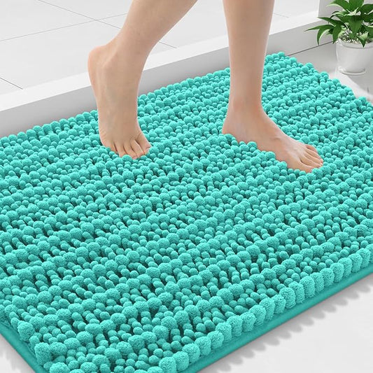 Smiry Bathroom Rugs Mat 36x24, Extra Soft Absorbent Chenille Bath Rugs, Non Slip Rubber Backing Machine Washable Quick Dry Bath Mats for Bathroom Floor, Tub, Shower, Home Decor Accessories, Turquoise