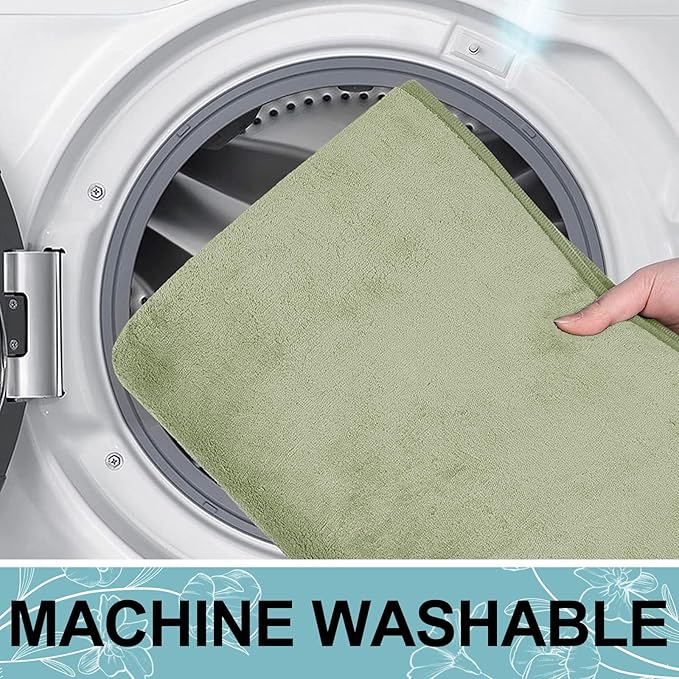 Smiry Memory Foam Bath Mat 36x24, Extra Soft and Absorbent Bathroom Mats, Non Slip Washable Carpet for Floor, Shower and Tub, Sage Green