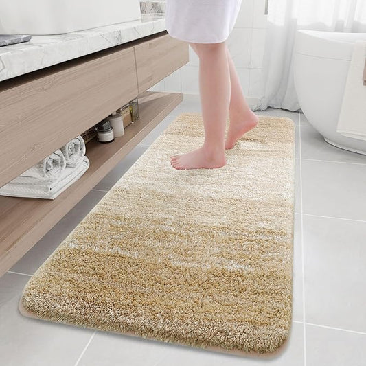 Arotive Microfiber Bathroom Rugs, Shaggy Soft and Absorbent Bath Rug, Non-Slip, Thick Plush Machine Washable Dry Bath Mats for Bathroom, Tub and Shower, 70x24, Camel, Rectangular