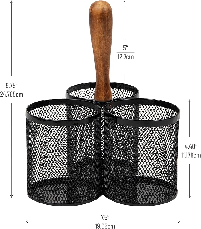 Metal Utensil Holder for Kitchen Countertop – Silverware Organizer Caddy