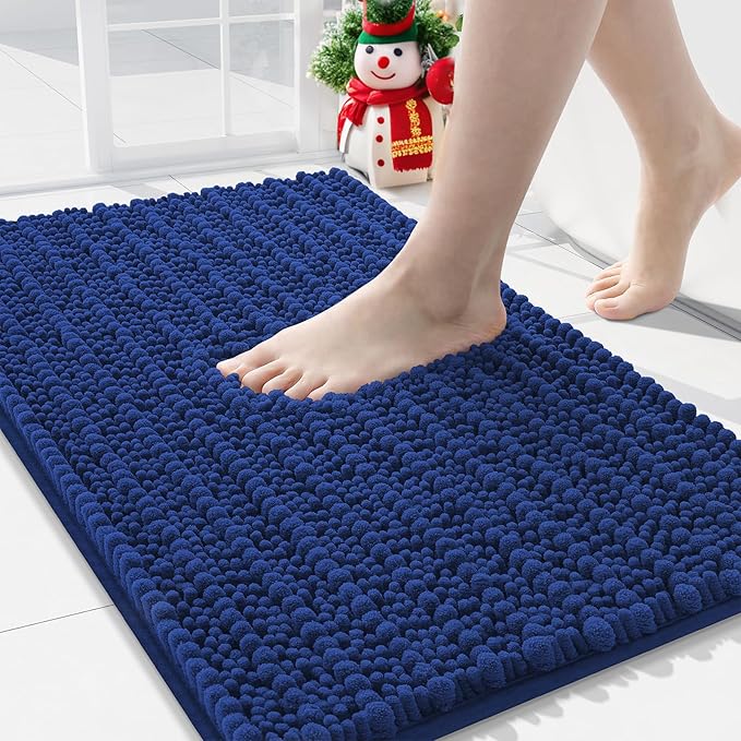 Arotive Luxury Chenille Bathroom Rug Mat, Extra Soft Thick Absorbent Shaggy Bath Rugs, Non-Slip Machine Wash Dry, Plush Bath Mats for Bathroom, Shower and Tub, 34x21, Royal Blue