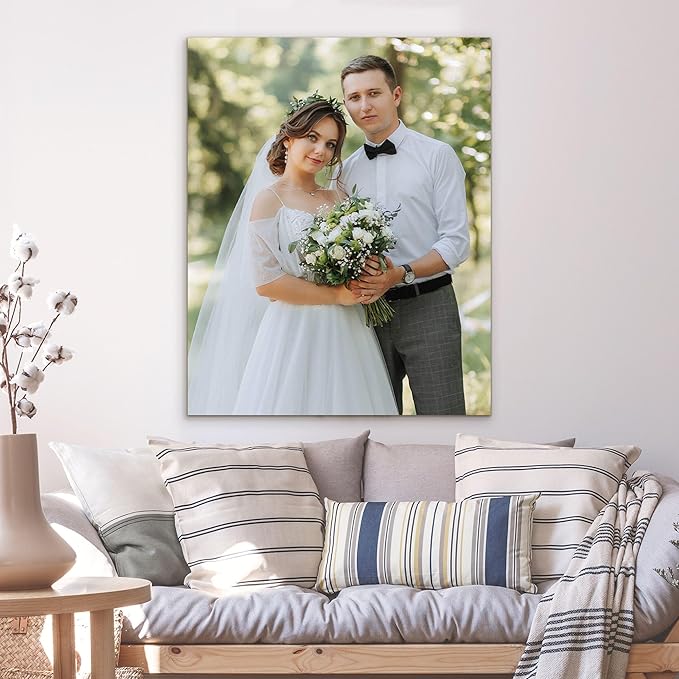WayToLight Custom Canvas Prints with Your Photos, Canvas Wall Art for Friends, Couples and Weddings, Ideal for Bedroom, Office Decor (16" X 24")