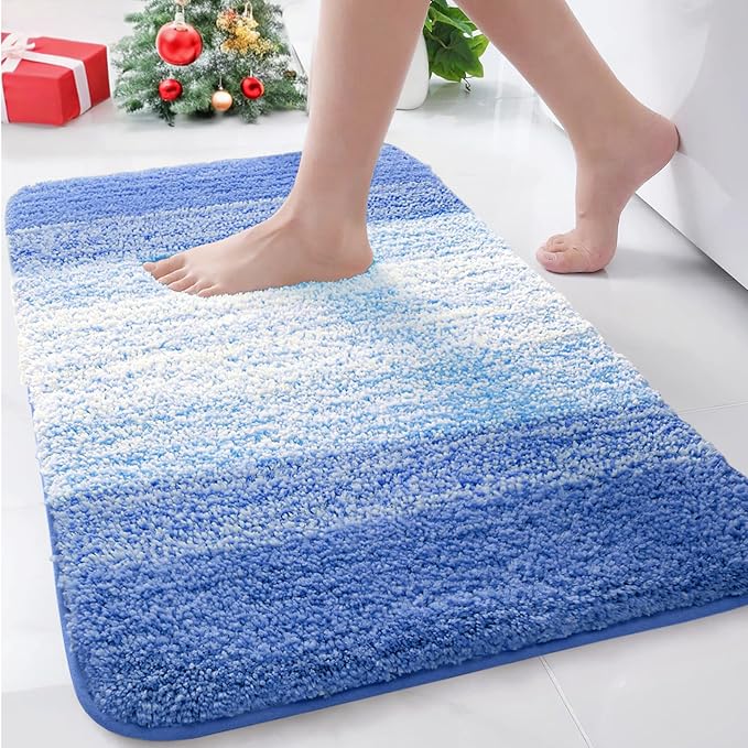 Arotive Microfiber Bathroom Rugs, Shaggy Soft and Absorbent Bath Rug, Non-Slip, Thick Plush Machine Washable Dry Bath Mats for Bathroom, Tub and Shower, 30x20, Light Royal Blue, Rectangular