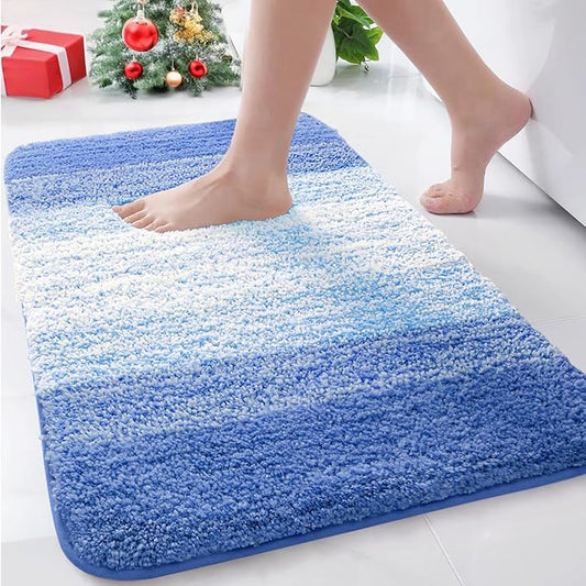 Arotive Microfiber Bathroom Rugs, Shaggy Soft and Absorbent Bath Rug, Non-Slip, Thick Plush Machine Washable Dry Bath Mats for Bathroom, Tub and Shower, 30x20, Light Royal Blue, Rectangular