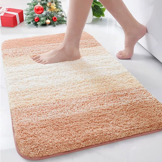 Arotive Microfiber Bathroom Rugs, Shaggy Soft and Absorbent Bath Rug, Non-Slip, Thick Plush Machine Washable Dry Bath Mats for Bathroom, Tub and Shower, 30x20, Peach, Rectangular