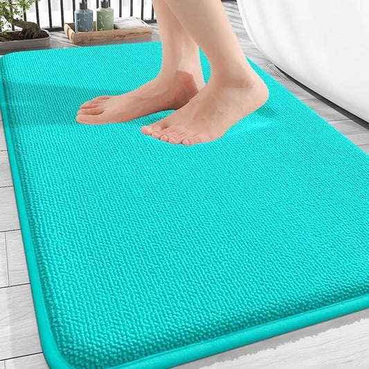 OLANLY Thick Memory Foam Bath Mat Rug 30x20, Extra Soft Absorbent Bathroom Rug, Quick Dry Bath Mats, Non-Slip, Machine Washable Carpet for Bathroom, Tub and Shower, Home Decor Accessories, Teal