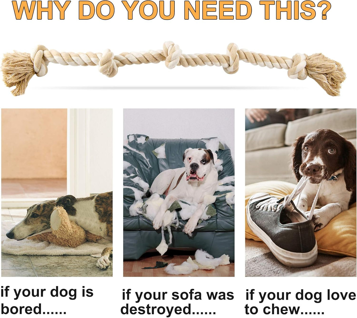 Durable Dog Rope Toy for Aggressive Chewers – Large Dog Tug Toy