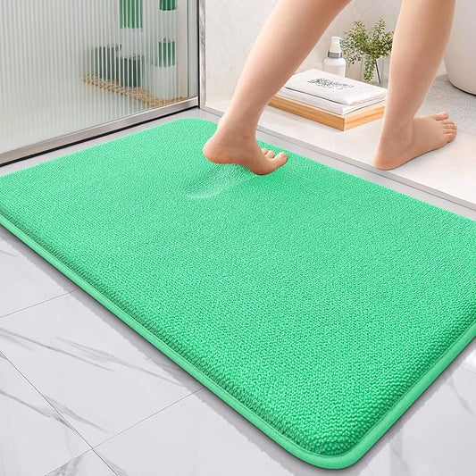 OLANLY Thick Memory Foam Bath Mat Rug 36x24, Extra Soft Absorbent Bathroom Rug, Quick Dry Bath Mats, Non-Slip, Machine Washable Carpet for Bathroom, Tub and Shower, Home Decor Accessories, Mint Green