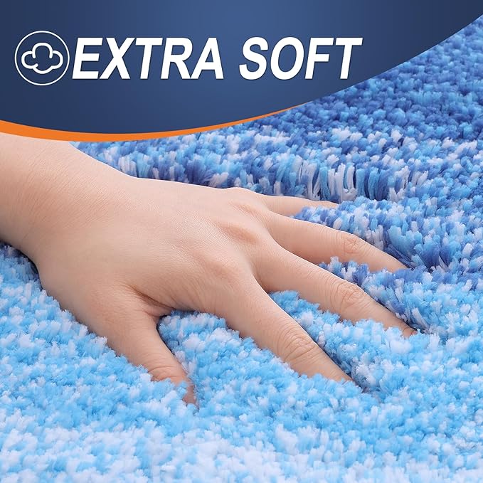 OLANLY Bathroom Runner Rugs 47x24, Extra Soft Absorbent Microfiber Bath Rugs, Rubber Backing, Quick Dry, Washable Bath Mats for Bathroom Floor, Tub and Shower, Home Decor Accessories, Light Royal Blue