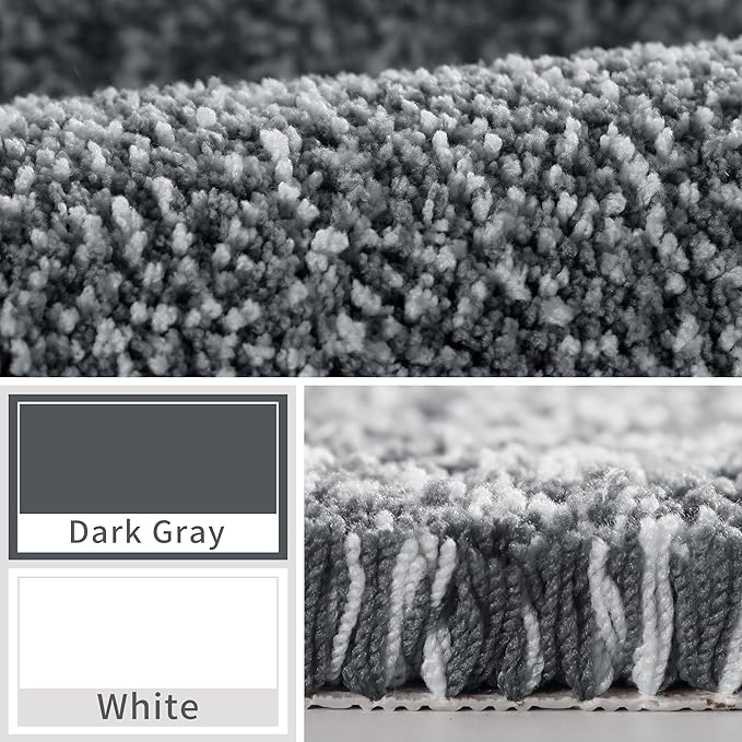 Yimobra Large Bathroom Rugs Non Slip Washable, Soft Absorbent Microfiber Bath Mat,Dual-Tone Decor Rug with Rubber Backing for Bathroom Floor,Tub and Shower,36x24,Home Essentials,Dark Gray and White