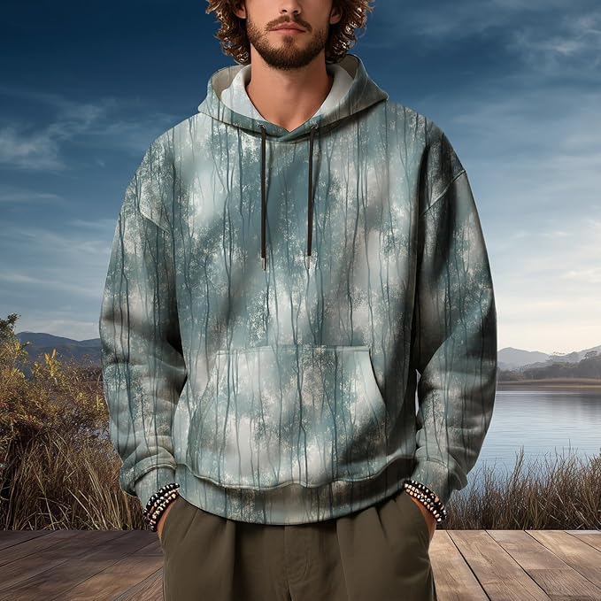 Mens Camo Hoodies Maple Leaf Graphic Camouflage Pullover Sweatshirts Hooded Fleece Casual Hunting Fall Outfits