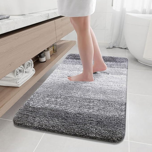 Arotive Microfiber Bathroom Rugs, Shaggy Soft and Absorbent Bath Rug, Non-Slip, Thick Plush Machine Washable Dry Bath Mats for Bathroom, Tub and Shower, 45x27, Grey, Rectangular