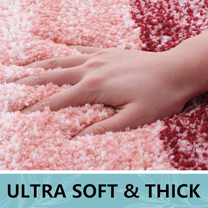 Arotive Microfiber Bathroom Rugs, Shaggy Soft and Absorbent Bath Rug, Non-Slip, Thick Plush Machine Washable Dry Bath Mats for Bathroom, Tub and Shower, 24x16, Burgundy, Rectangular