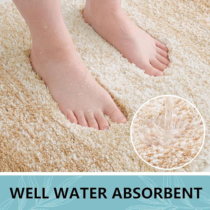Arotive Microfiber Bathroom Rugs, Shaggy Soft and Absorbent Bath Rug, Non-Slip, Thick Plush Machine Washable Dry Bath Mats for Bathroom, Tub and Shower, 30x20, Beige, Rectangular