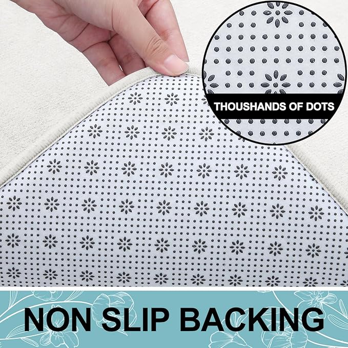Smiry Memory Foam Bath Mat 36x24, Extra Soft and Absorbent Bathroom Mats, Non Slip Washable Carpet for Floor, Shower and Tub, Ivory White