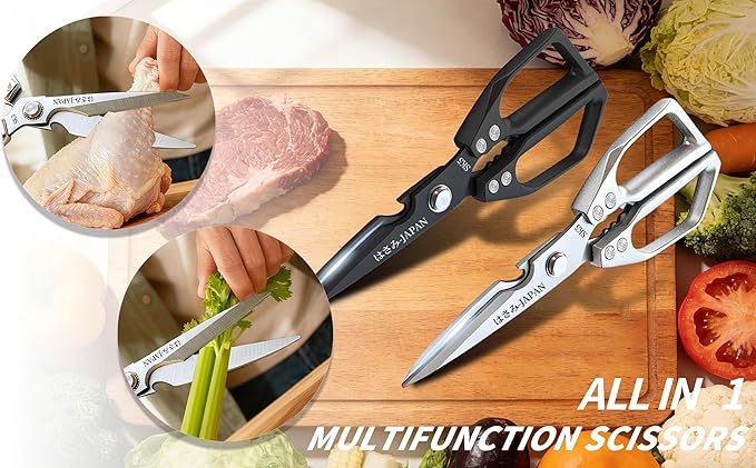 Japanese Kitchen Shears Set, Heavy Duty Poultry Shears All Purpose, Kitchen Meat Scissors for Steak Cutting, Chicken Bones, and Turkey Christmas Gifts for Men Women Mom Dad