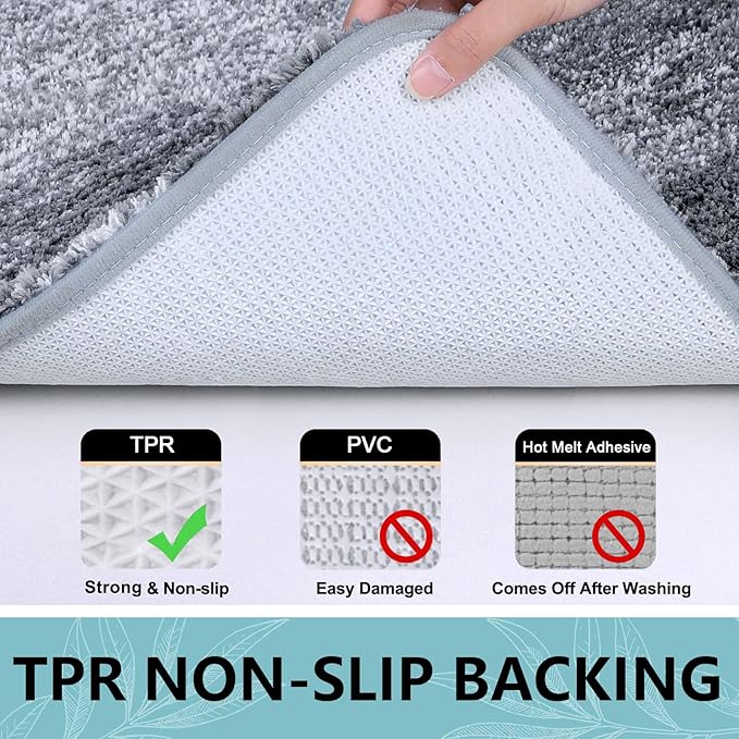 Arotive Microfiber Bathroom Rugs, Shaggy Soft and Absorbent Bath Rug, Non-Slip, Thick Plush Machine Washable Dry Bath Mats for Bathroom, Tub and Shower, 50x30, Grey, Rectangular